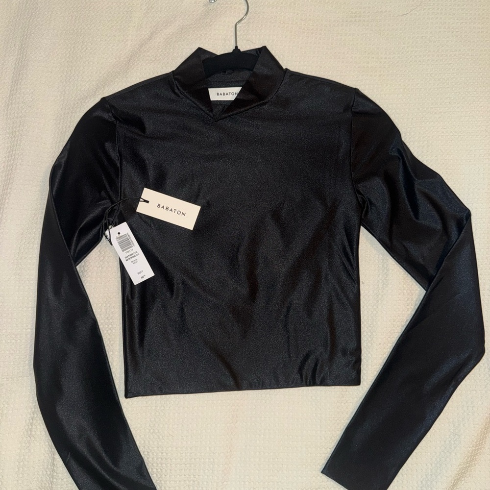 Babaton Shiny Black Crop Top